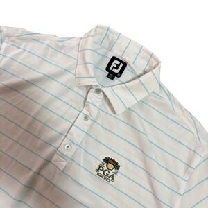 FootJoy 2023 PGA Championship Oak Hill Golf Polo Shirt Mens XL White Blue Stripe
